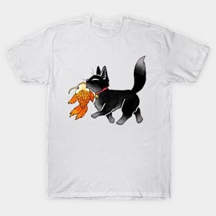 Koi Catch - Black Cat T-Shirt